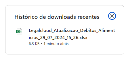 Baixar planilha de atualização de débitos Baixar planilha de atualização de débitos