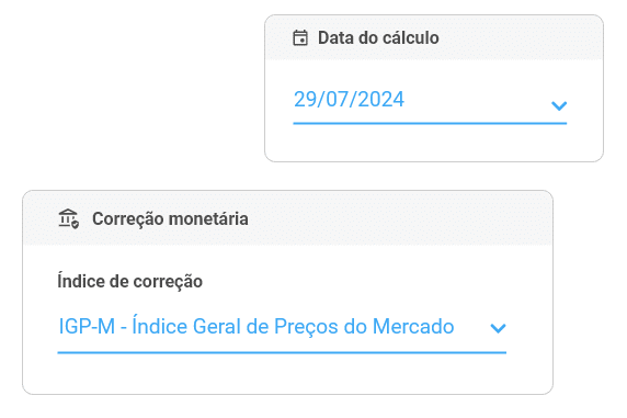 Data e índice de correção na calculadora de atualização de débito alimentício Data e índice de correção na calculadora de atualização de débito alimentício