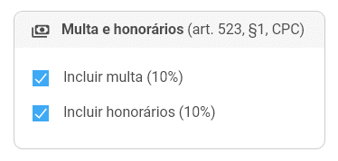 Multa e honorários na calculadora de atualização de débito alimentício Multa e honorários na calculadora de atualização de débito alimentício