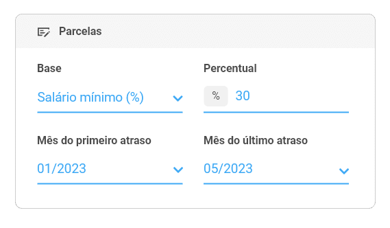 Parcelas na calculadora de atualização de débito alimentício Parcelas na calculadora de atualização de débito alimentício