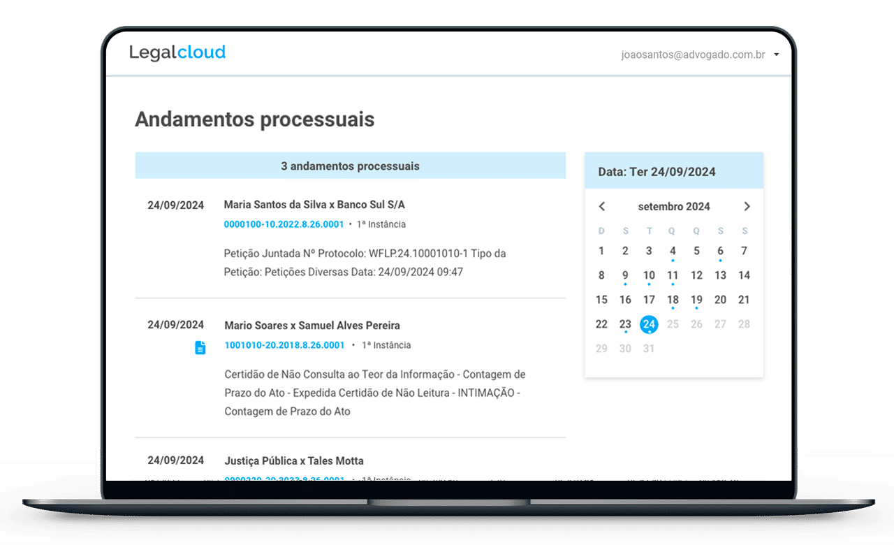 Andamentos Processuais na Legalcloud