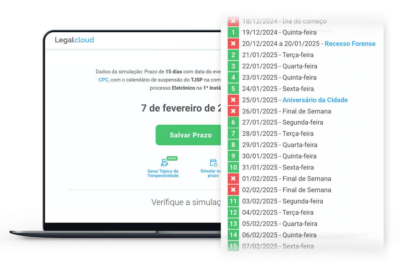 Resultado de simulação na Calculadora de Prazos Processuais Resultado de simulação na Calculadora de Prazos Processuais