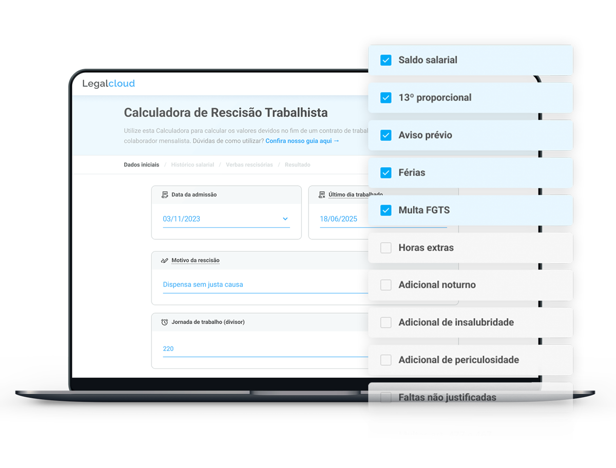 Calculadora de Rescisão Trabalhista na Legalcloud