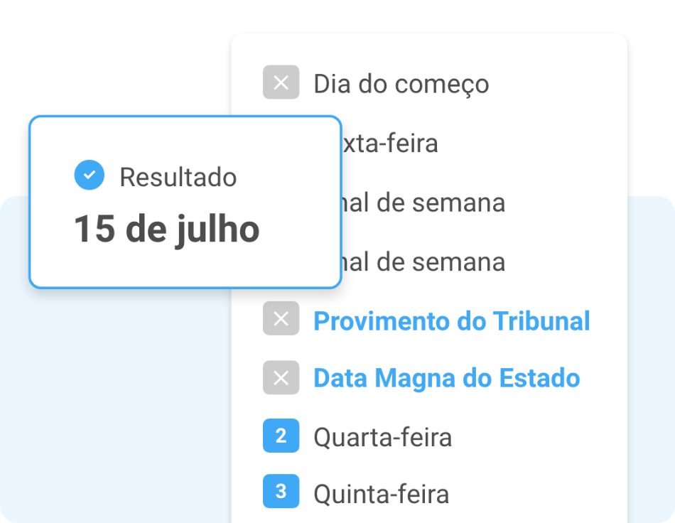 Resultado de uma simulação na Calculadora de Prazos Processuais Resultado de uma simulação na Calculadora de Prazos Processuais