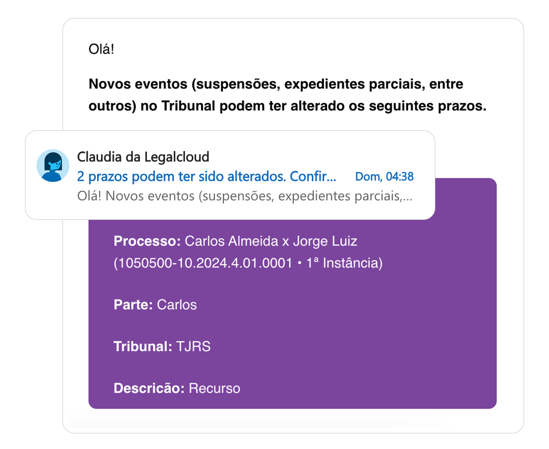 Monitoramento de prazos na Legalcloud