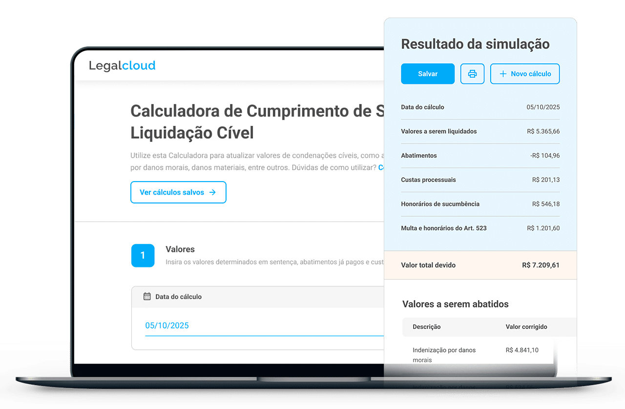 Calculadora de Cumprimento de Sentença e Liquidação Cível da Legalcloud